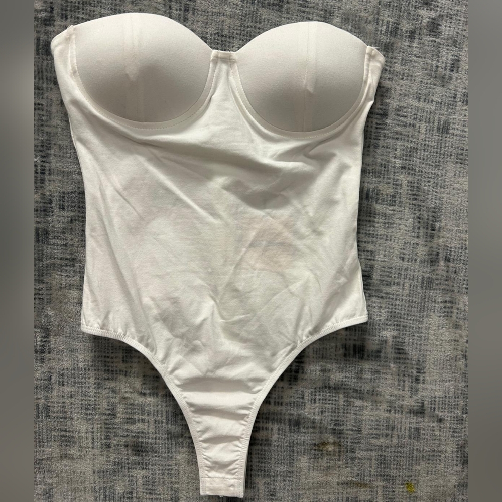 superdown White Strapless Bodysuit
